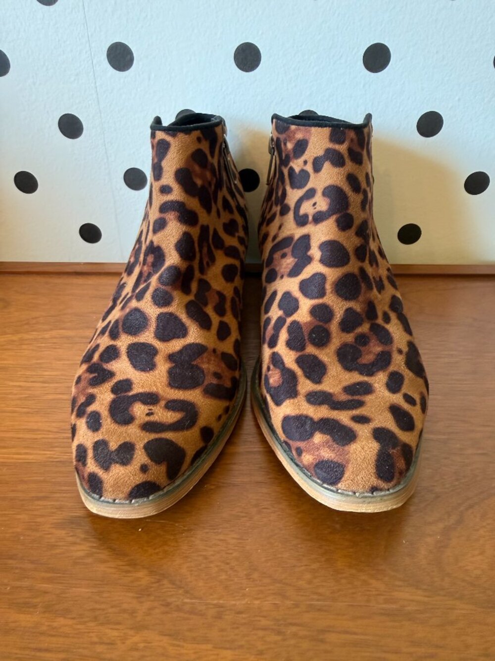 Pink Martini Leopard Print Booties Faux Fur Ankle Boots Size 38 - Picture 2 of 6